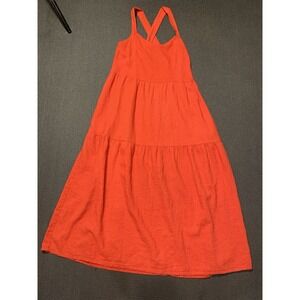Sleeveless Tiered Midi Dress in Coral Red